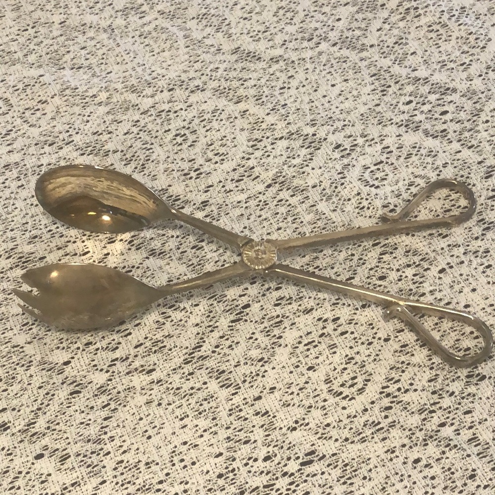 Vintage Silverplate E.P. Zinc Tongs Salad Pastry Sandwich Cake Server